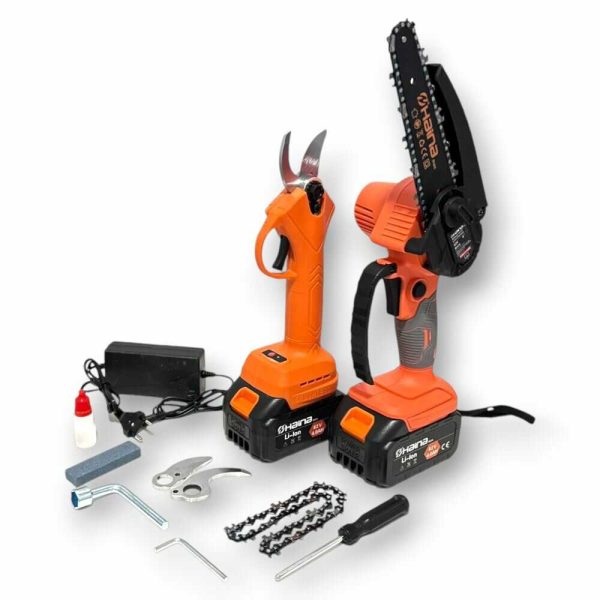 Haina H-BCD2-6804 Automata Olajozású Mini Ágvágó Láncfûrész és Metszõolló, 62V - Image 6