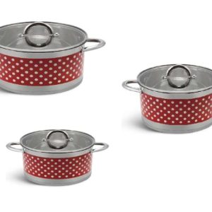 Rozsdamentesacél pöttyös edénykészlet 6db-os BM-4002