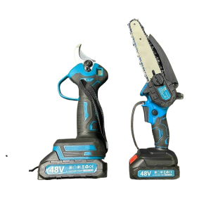 Mat-rixx Metszőolló digitális kijelzővel és Láncfűrész szerszám szett 2 Akkus 48V kofferban