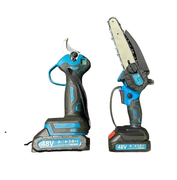 Mat-rixx Metszőolló digitális kijelzővel és Láncfűrész szerszám szett 2 Akkus 48V kofferban