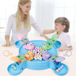 Békaetető asztali társasjáték rengeteg színes játékgolyóval