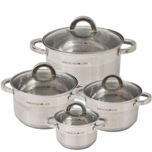 Berghome Line BL-1346B indukciós 8 részes rozsdamentes edénykészlet, (2.1L, 3.0L, 4.0L, 6.6L)