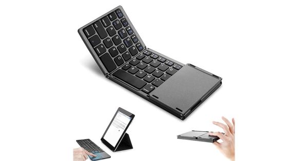  Hordozható, összecsukható Bluetooth billentyűzet touchpaddal - Image 7