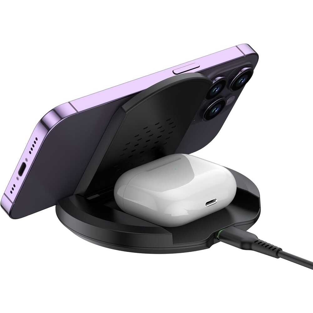 Budi 2 az 1-ben Vezeték nélküli töltő és telefontartó 15W - Image 3