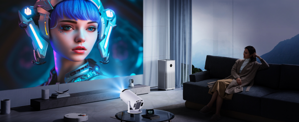 Intelligens 4k videoprojektor játékkonzollal, VSM, Android TV 11.0, távirányító, WiFi 6, Bluetooth 5.0, 130 hüvelykes vetítővászon, automatikus képkorrekció, négymagos, 280 ANSI, beépített hangszóró, HDMI, USB, fehér - Image 21