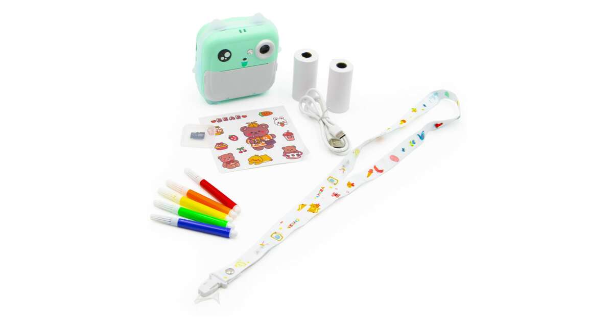 Digitális fényképezőgép gyerekeknek, azonnali hőnyomtatóval, 2 csomag papírral, 32GB, 9x9x4,5 cm - Image 4