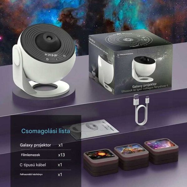 HD Star Projektor 13 féle égbolt témával, fókusztávolság 2-5 m, 25㎡ maximális vetítési felület, Csendes funkció és időzítő - Image 4