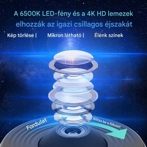 HD Star Projektor 13 féle égbolt témával, fókusztávolság 2-5 m, 25㎡ maximális vetítési felület, Csendes funkció és időzítő - Image 7