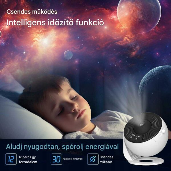 HD Star Projektor 13 féle égbolt témával, fókusztávolság 2-5 m, 25㎡ maximális vetítési felület, Csendes funkció és időzítő - Image 6