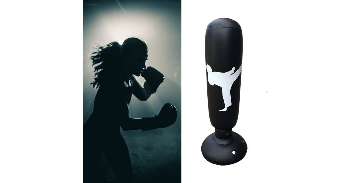 Felfújható boxzsák, 160cm, Fekete - Image 5