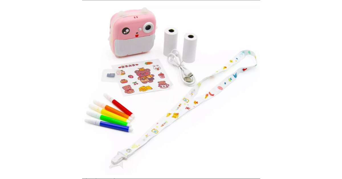 Digitális fényképezőgép gyerekeknek, azonnali hőnyomtatóval, 2 csomag papírral, 32GB, 9x9x4,5 cm - Image 2