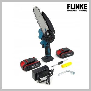 Flinke FK-4060 2 akkumulátoros láncfűrész olajzó tartállyal és dupla lánccal kofferben , 48 V , 6"hüvelyk
