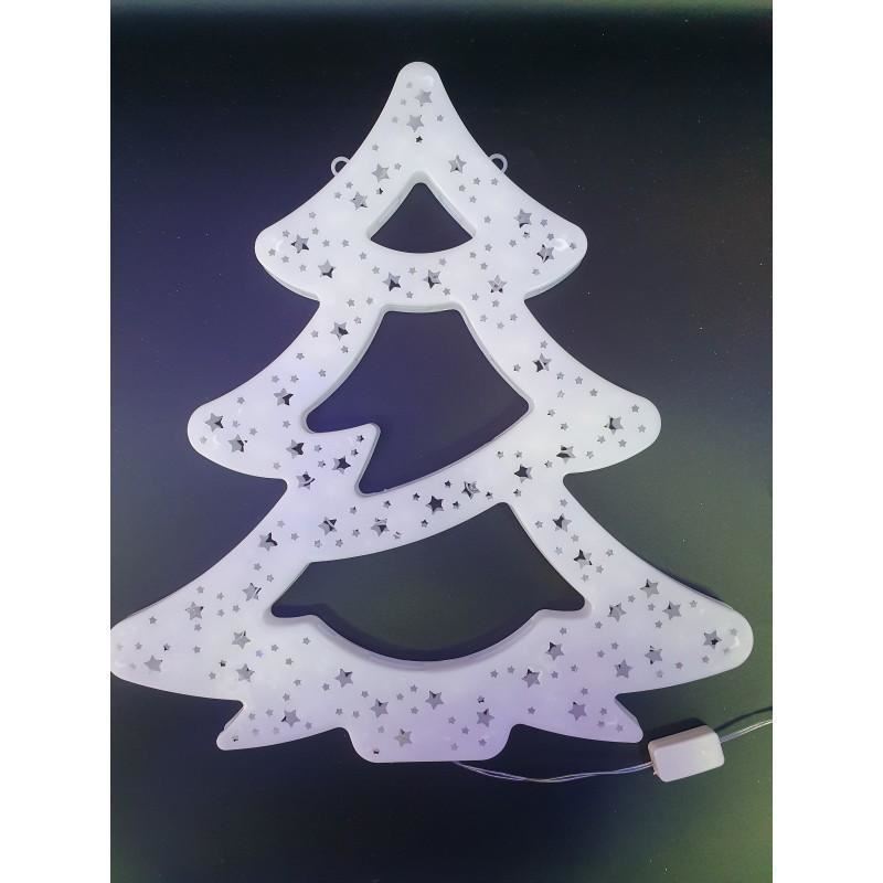 Hidegfehér Karácsonyi ablakdekoráció, ledes Karácsonyfa (37x34 cm, 220V) - Image 3