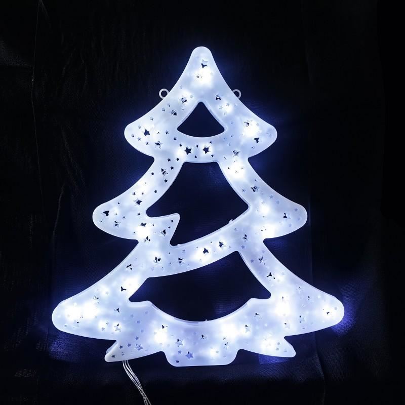 Hidegfehér Karácsonyi ablakdekoráció, ledes Karácsonyfa (37x34 cm, 220V) - Image 2