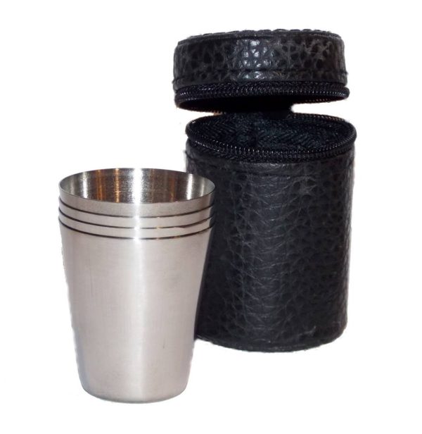 4 db Fém pohár bőrtokban, 30ml - Image 5
