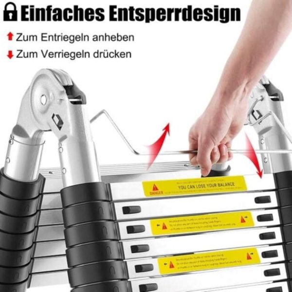 Haina Multifunkciós alumínium létra, teleszkópos, 2x2.5 kihajtva 5 méter - Image 5