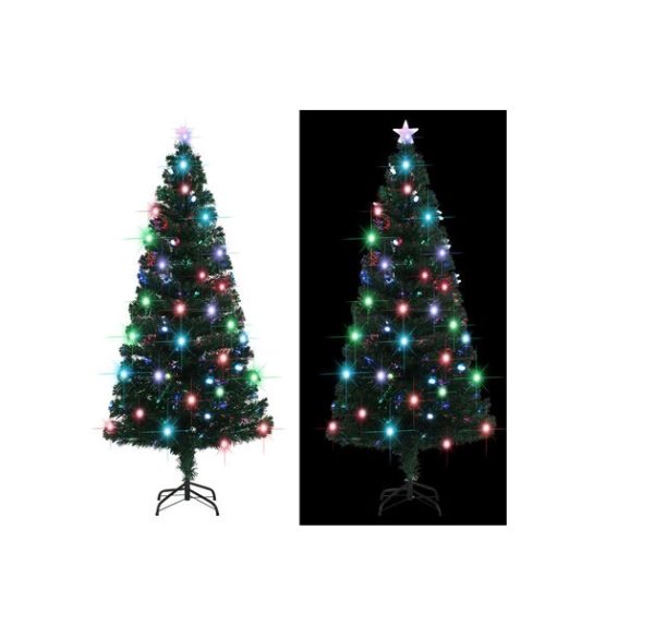 Havas Karácsonyi Ledes Villogó Prémium Műfenyő zöld beépített led RGB világítással Villogó díszekkel 180 Cm 220 V
