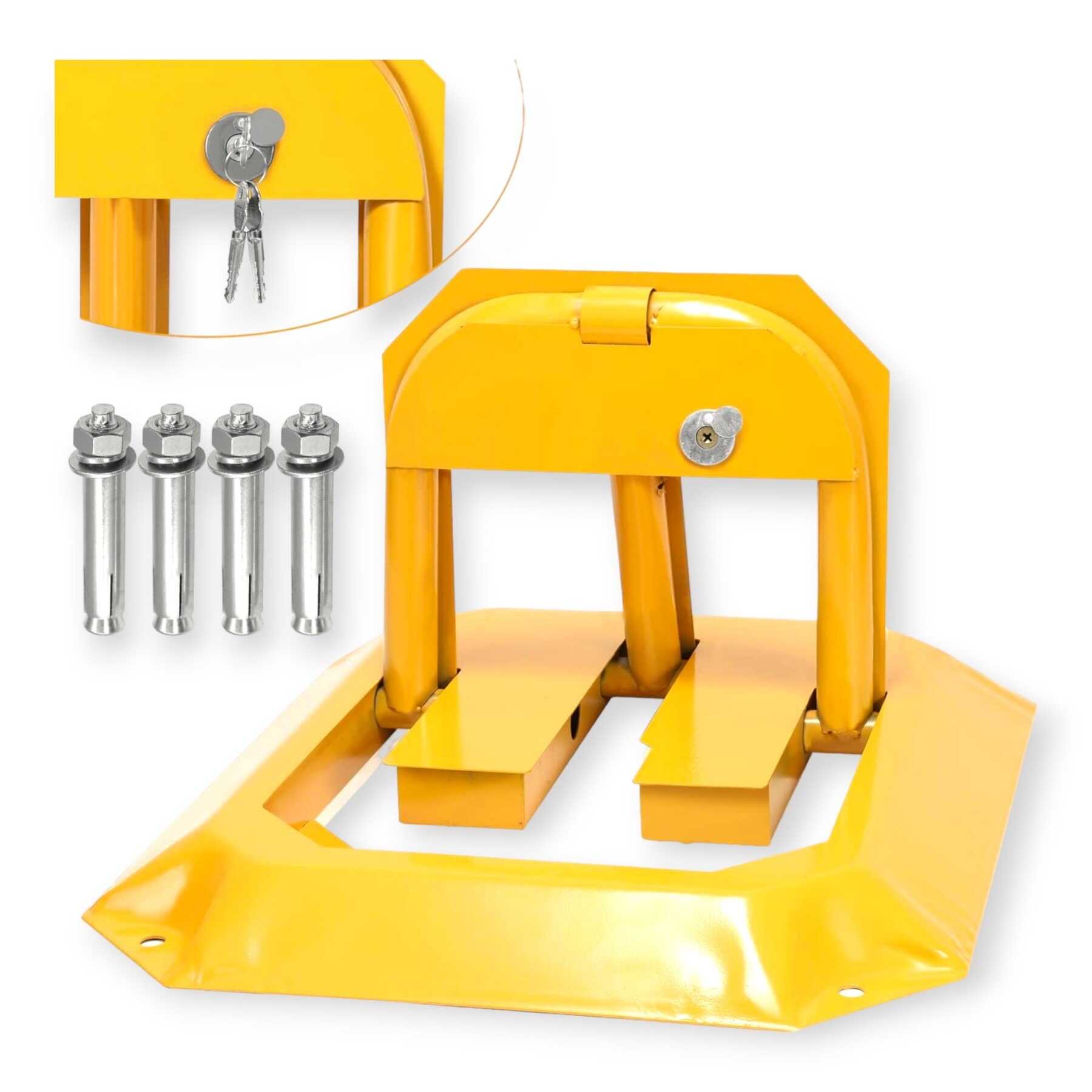 HA-5002 Mauális Acél parkolóőr parkolásgátló, kulccsal zárható, sárga - Image 7