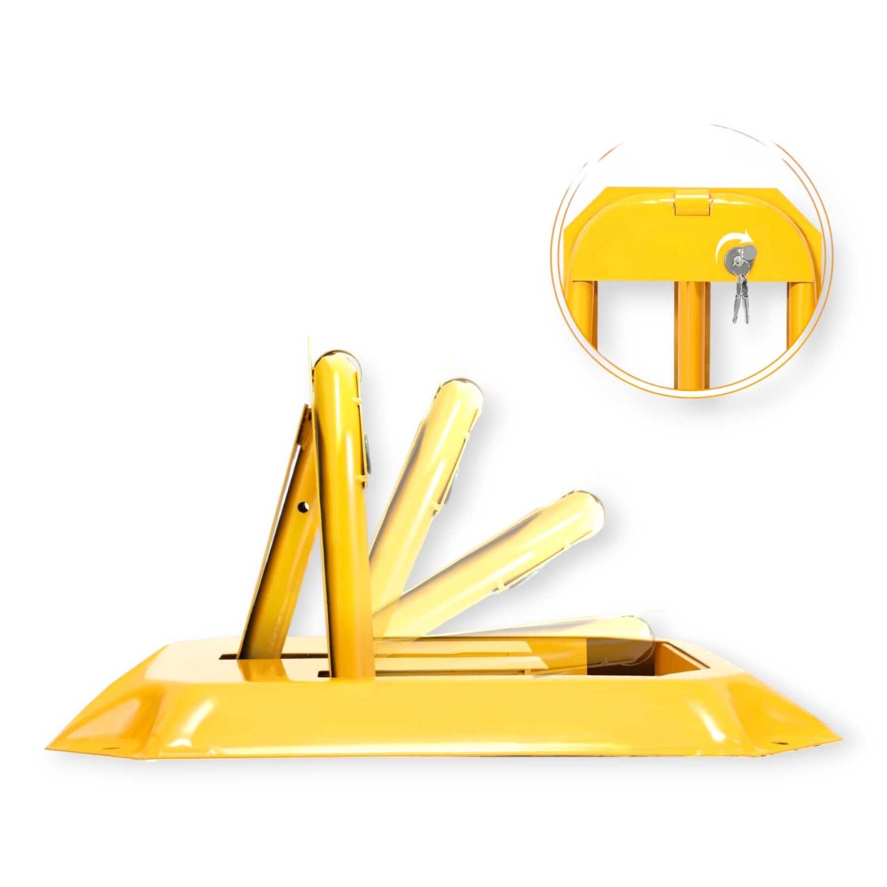 HA-5002 Mauális Acél parkolóőr parkolásgátló, kulccsal zárható, sárga - Image 6