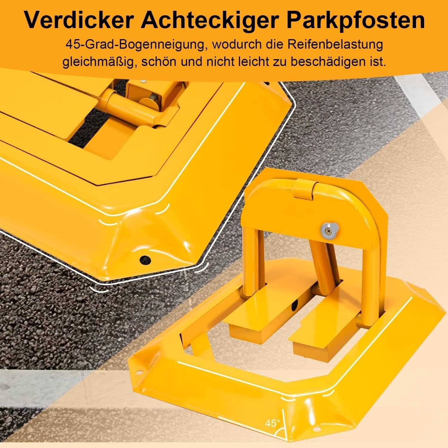 HA-5002 Mauális Acél parkolóőr parkolásgátló, kulccsal zárható, sárga - Image 2