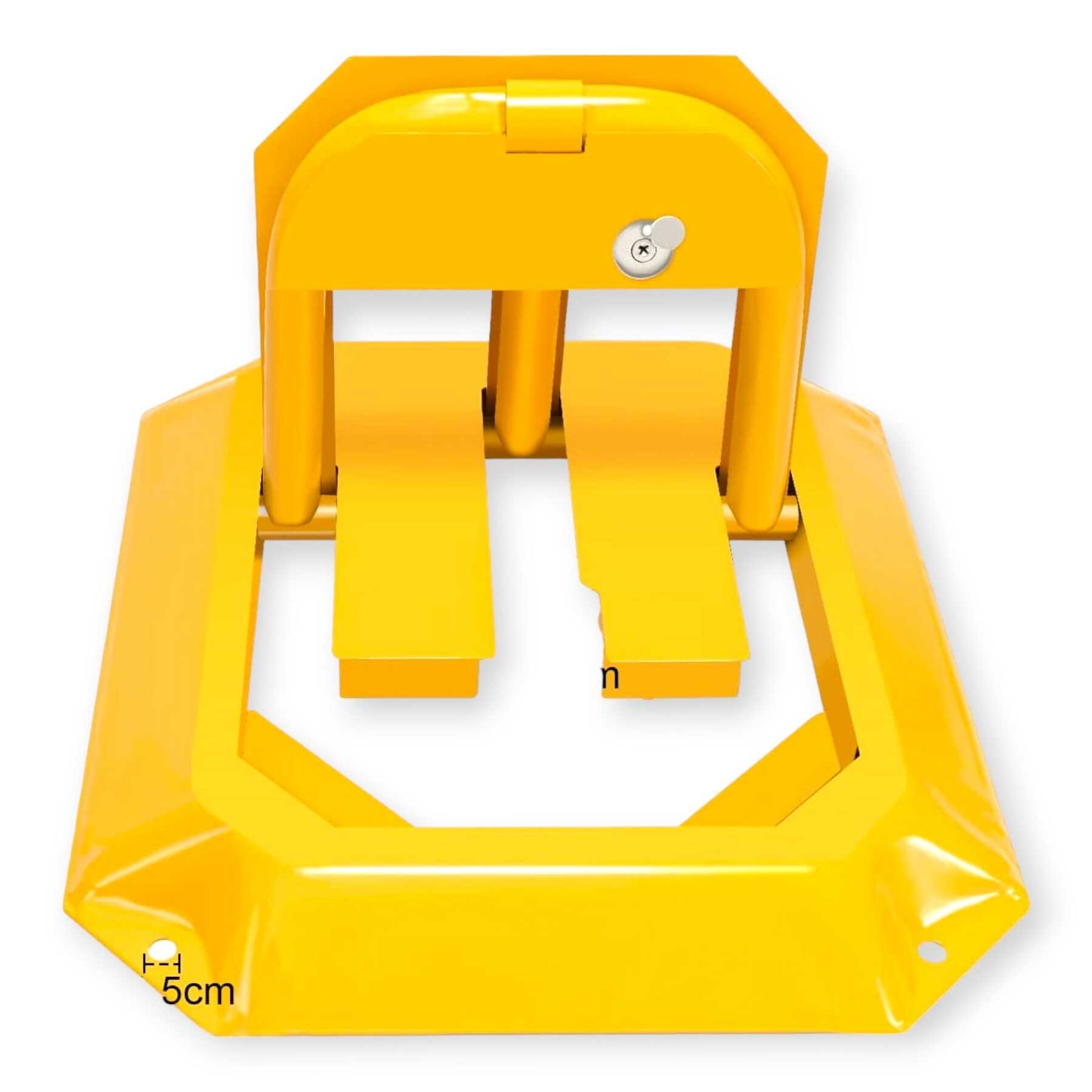 HA-5002 Mauális Acél parkolóőr parkolásgátló, kulccsal zárható, sárga