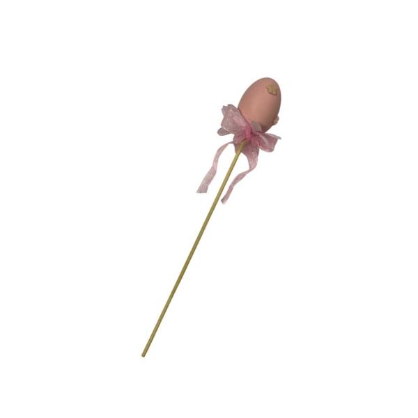 Kézműves Húsvéti dekoráció: Földbe szúrható rózsaszín dísztojás masnival 26cm - Image 2