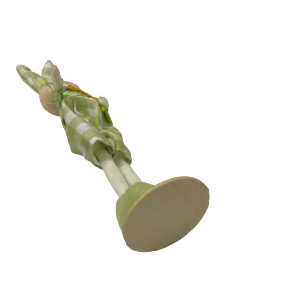 Kézműves Zöld kockás nyuszi sárgarépával, Húsvéti asztaldísz dekoráció 29 cm - Image 2