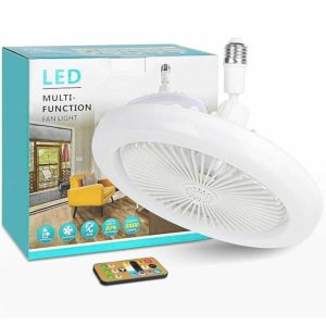 Ultra-csendes Multifunkciós Szabályozható LED Ventilátor Lámpa E27 Foglalattal és Távirányítóval (Ø 24 cm, 21W, 5 Lapátos Erős Légáram)