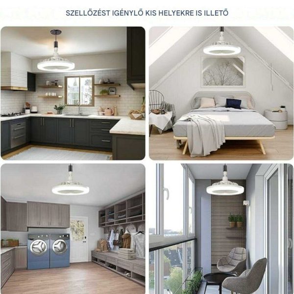 Ultra-csendes Multifunkciós Szabályozható LED Ventilátor Lámpa E27 Foglalattal és Távirányítóval (Ø 24 cm, 21W, 5 Lapátos Erős Légáram) - Image 6