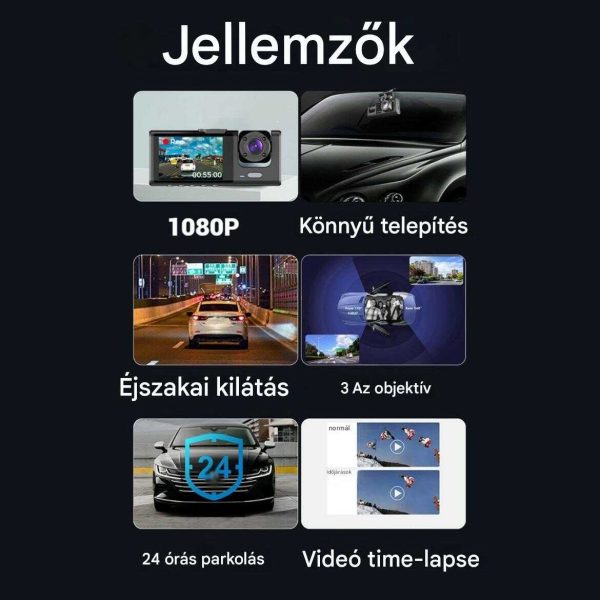 Autós Menetrögzítő Kamera Két Csatornás Támogatással, Szenzorokkal és Super HD Kijelzővel - Image 6