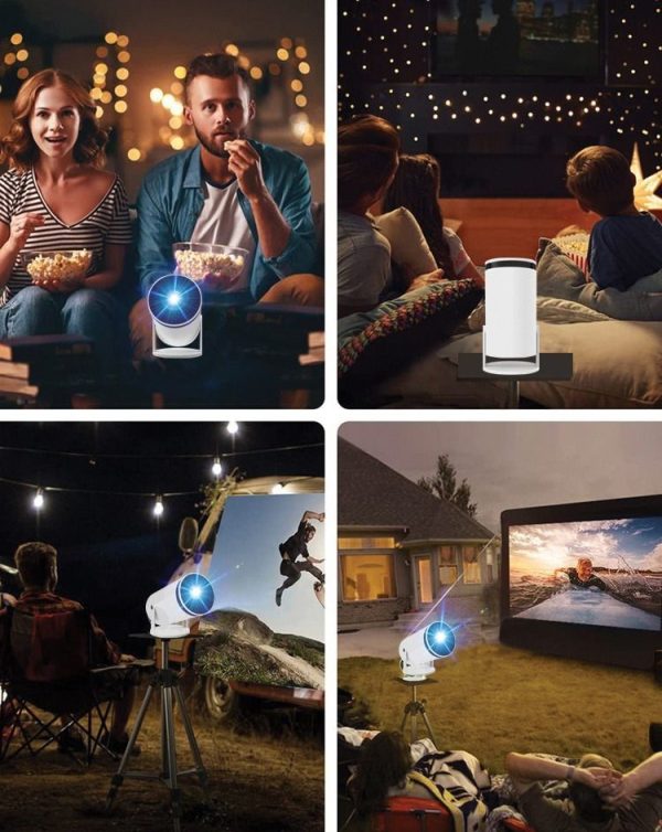 HY300 hordozható videoprojektor, Smart 4K Ultra HD, 5G wifi , beépített hangszóró, autofókusz, Bluetooth 5.0, LED, állítható vetítés 180 fokos elforgatás, fehér - Image 2