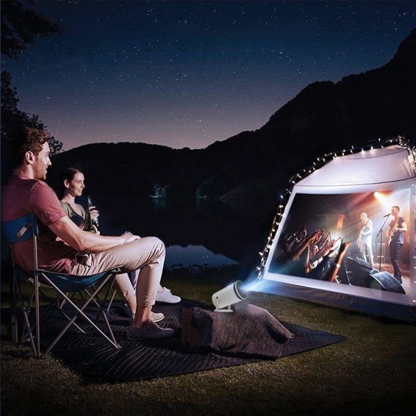 HY300 hordozható videoprojektor, Smart 4K Ultra HD, 5G wifi , beépített hangszóró, autofókusz, Bluetooth 5.0, LED, állítható vetítés 180 fokos elforgatás, fehér - Image 3
