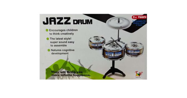 JAZZ 4 részes gyermek dob felszerelés ütőkkel és cintányérral,barna - Image 2