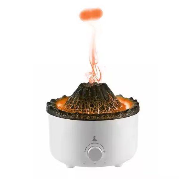 Aromaterápiás diffúzor,Vulkán megjelenés, légpárásítóval, távirányítóval, világítással, időzítővel, 560 ml, ultrahangos, otthoni, irodai, fehér - Image 2