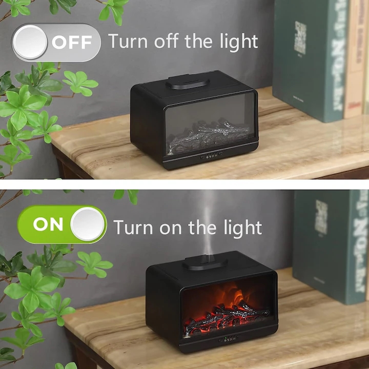 Kandalló Hatású Aroma Diffúzor 300ml, 10W, fekete - Image 2