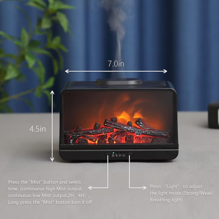 Kandalló Hatású Aroma Diffúzor 300ml, 10W, fekete - Image 3