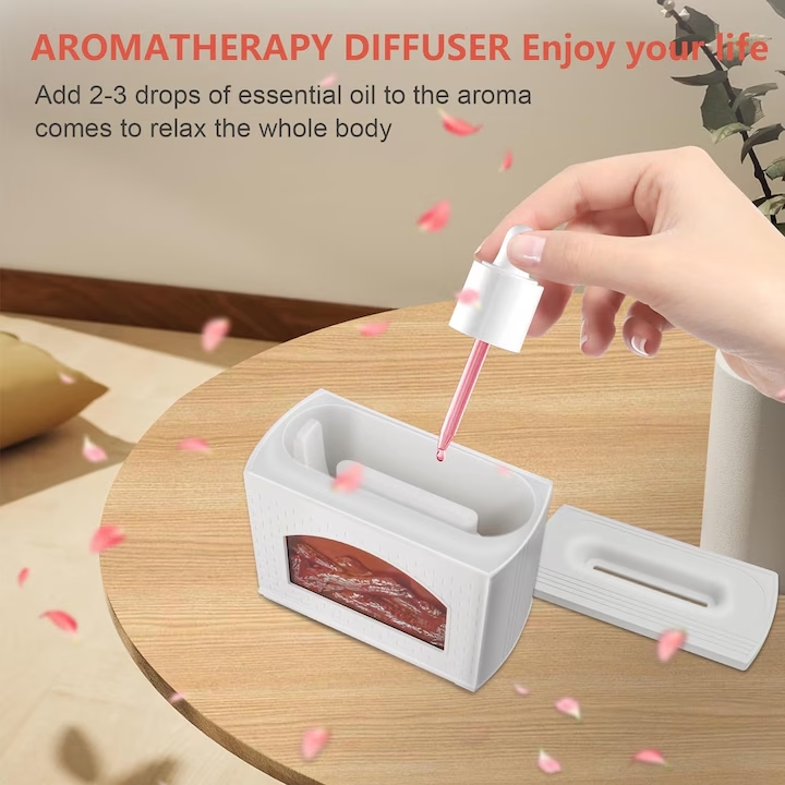 Aromadiffúzor , Otthoni, irodai és beltéri használatra is alkalmas, Lánghatású párásító, LED, USB, 270ml, Fehér - Image 3