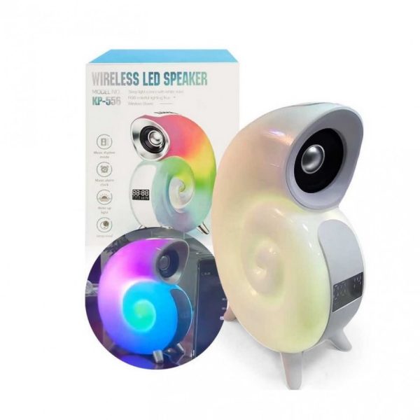 Bluetooth Hangszóró LED Lámpával És Órával - Tengeri Csiga - KP-556 - Image 2
