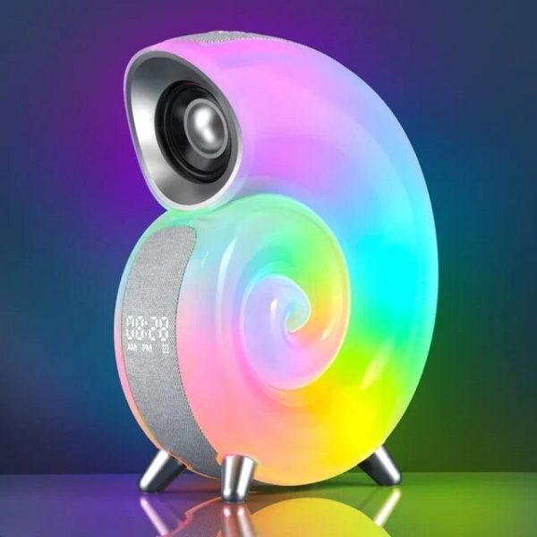 Bluetooth Hangszóró LED Lámpával És Órával - Tengeri Csiga - KP-556 - Image 5