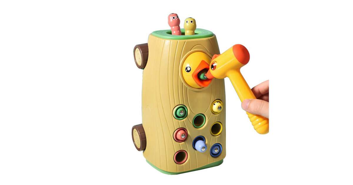 Mágneses fakopáncs - harkályos játék 8 db kukaccal - Image 3