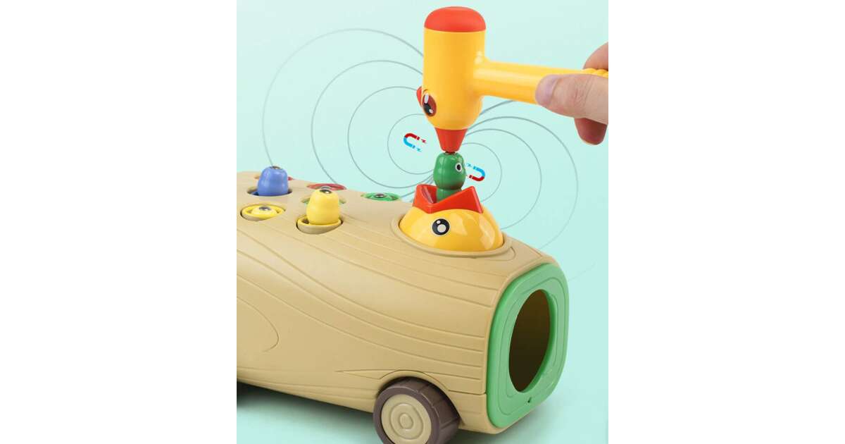 Mágneses fakopáncs - harkályos játék 8 db kukaccal - Image 4