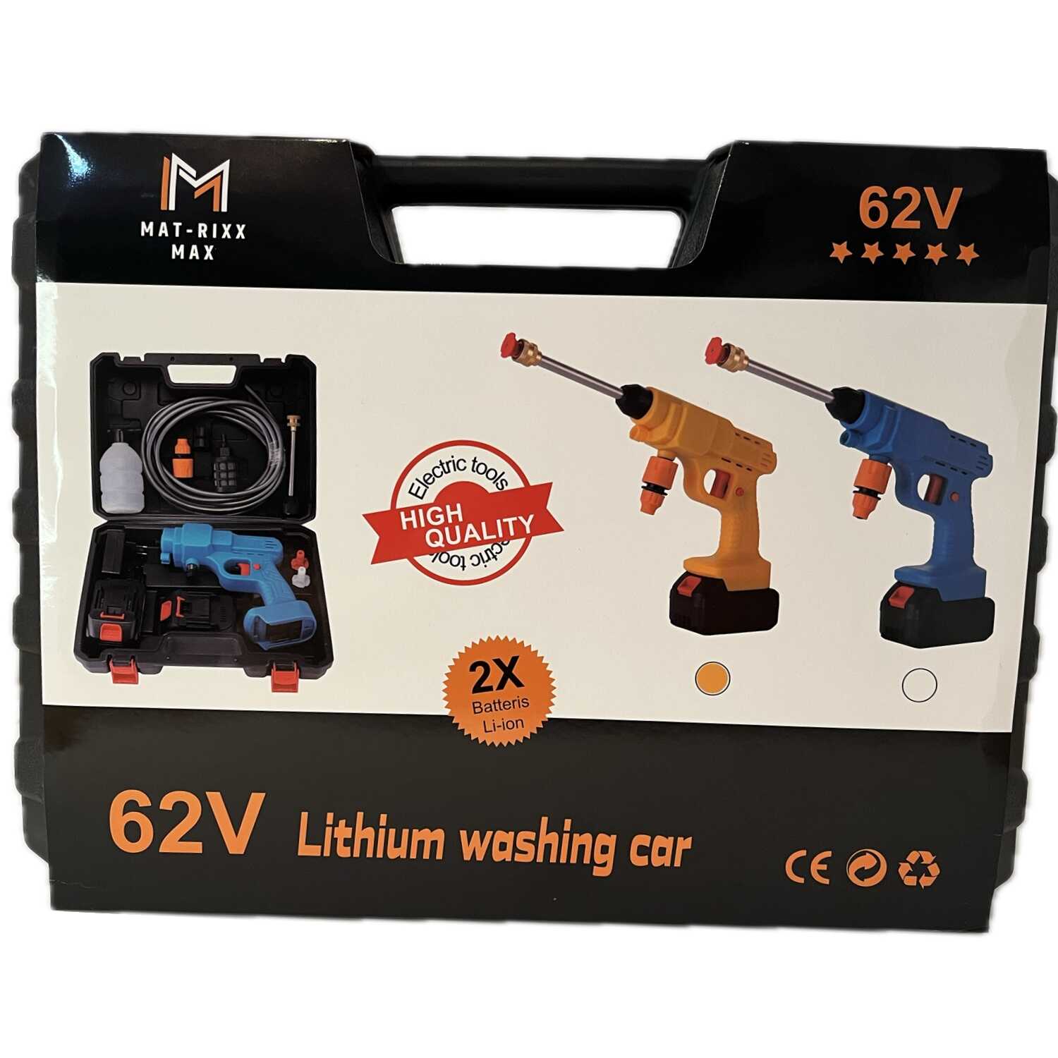 Mat-rixx Hordozható magasnyomású mosó pisztoly 2 DB 62V akkuval és habtartállyal - Image 3