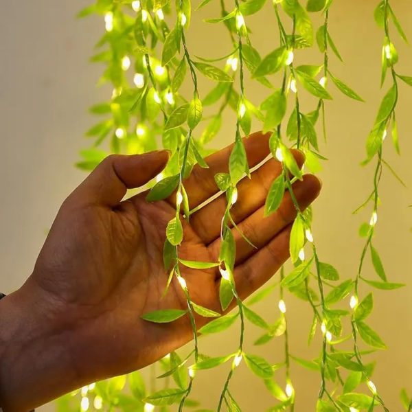Karácsonyi Fényfüggöny apró zöld levelekkel, 2x2 méter 400 LED, 8 program, sorolható - Image 6
