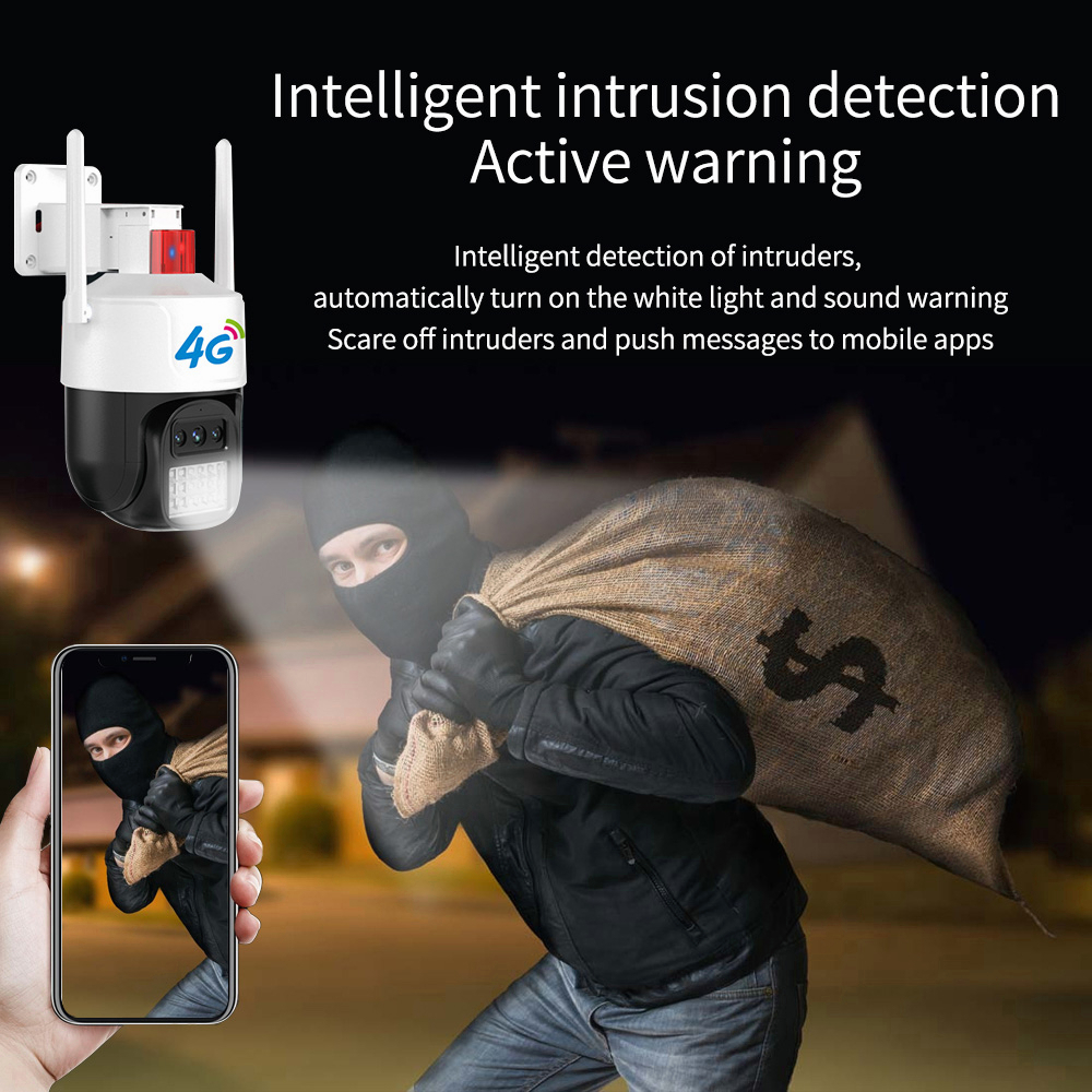 Kültéri 4G Wifis Kamera Éjjellátással és Mozgásérzékeléssel 3 érzékelővel - Image 5