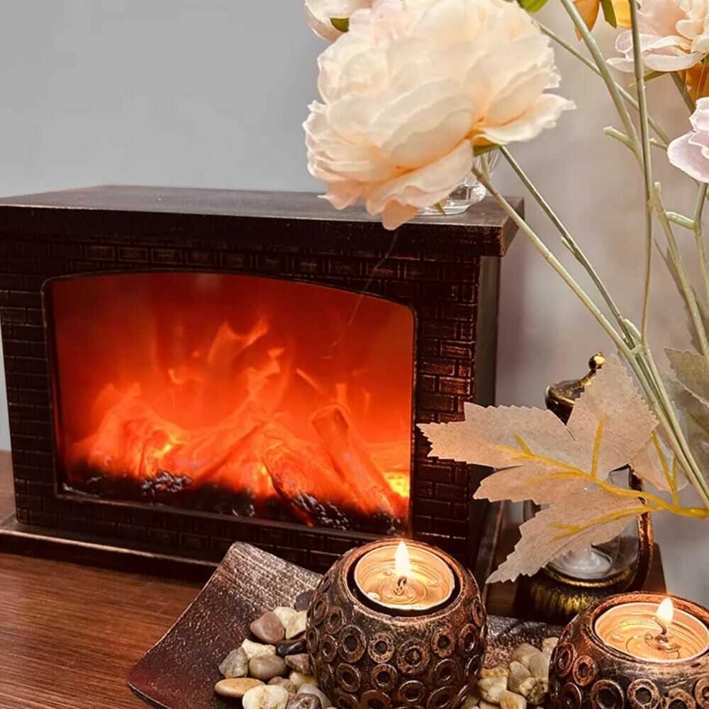 SP-56 Elektromos műkandalló, Bronz tégla dízájn, 25,5x14x18 cm - Image 2