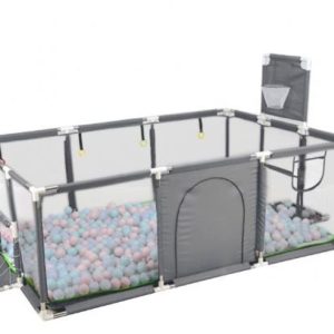 Gyermek járóka focikapuval és kosár palánkkal választható színekben (piros,kék,szürke,rózsaszín) 182x122x64 cm - Szürke