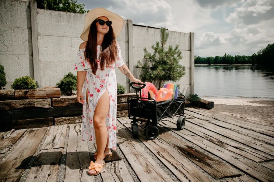 Caro Kézi összecsukható strand és szállítókocsi , 70 kg teherbírás , 73×19×47 cm - Image 2