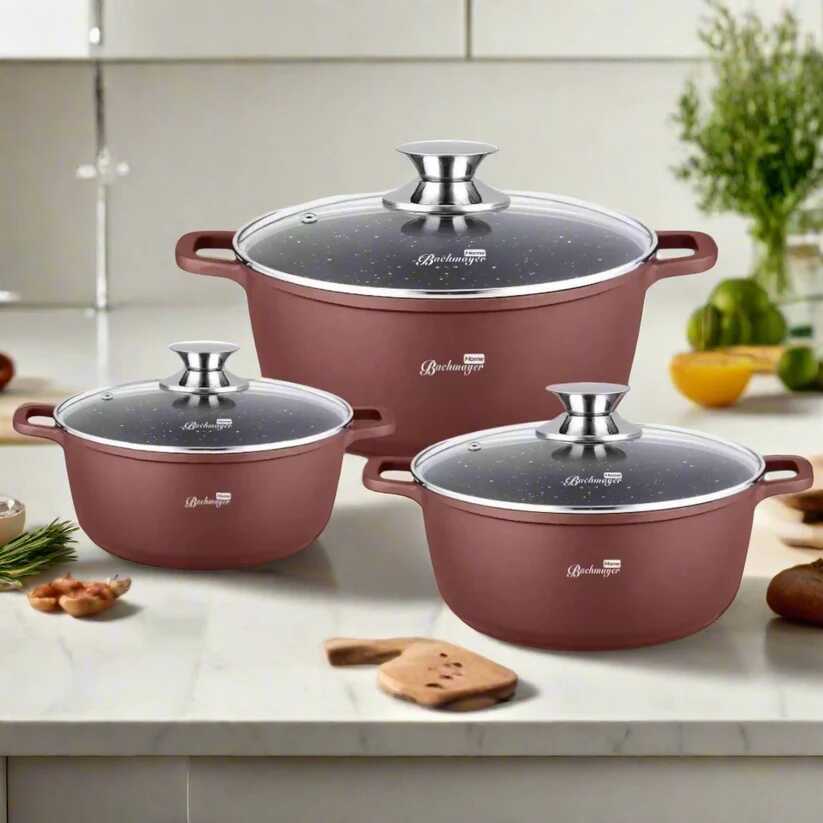 Bachmayer BM-7863 Indukciós 6 részes márvány lábas készlet , ( 20 cm , 24 cm , 28 cm ) - Image 2