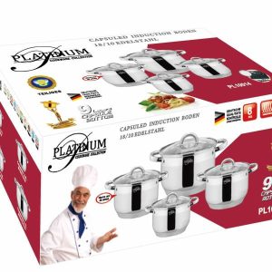 Platinum 9 részes PL-10014 lábos készlet üvegfedővel