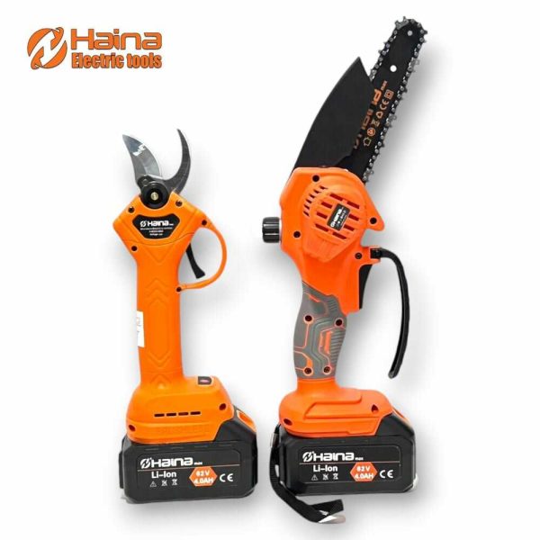 Haina H-BCD2-6804 Automata Olajozású Mini Ágvágó Láncfûrész és Metszõolló, 62V - Image 4